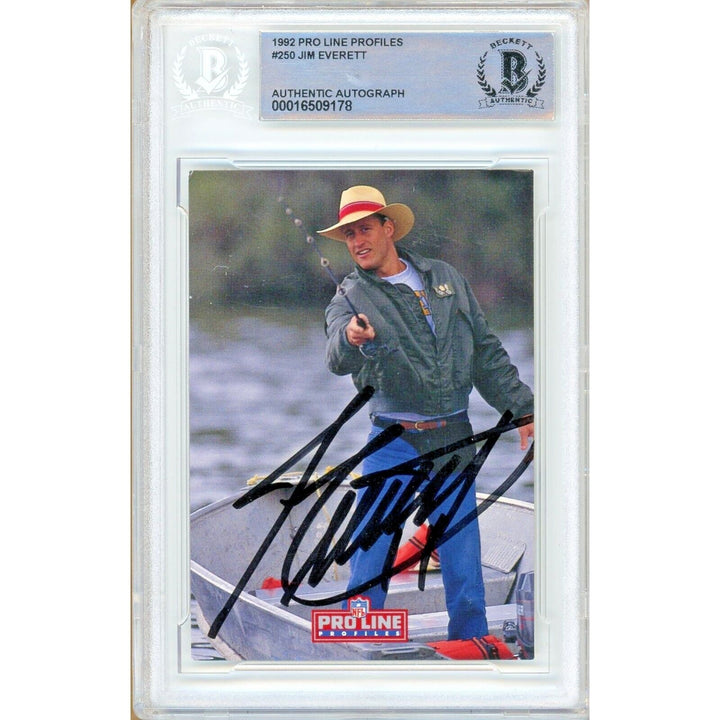 Jim Everett Los Angeles Rams Signed 1992 NFL Pro Line Profiles Card BAS Auth Auto Slab