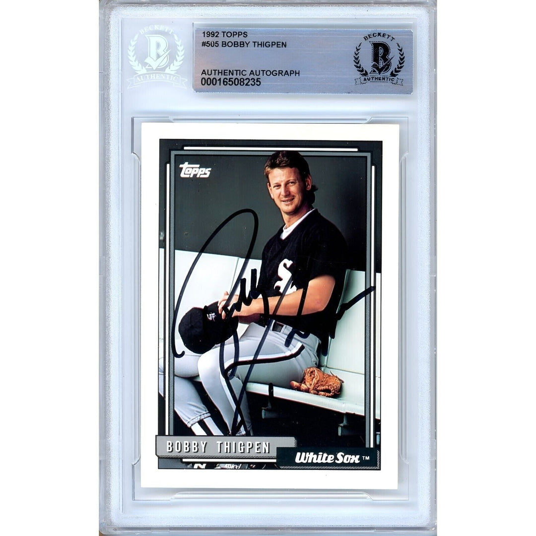 Bobby Thigpen Chicago White Sox Signed 1992 Topps Baseball Card Beckett Auth Auto Slab