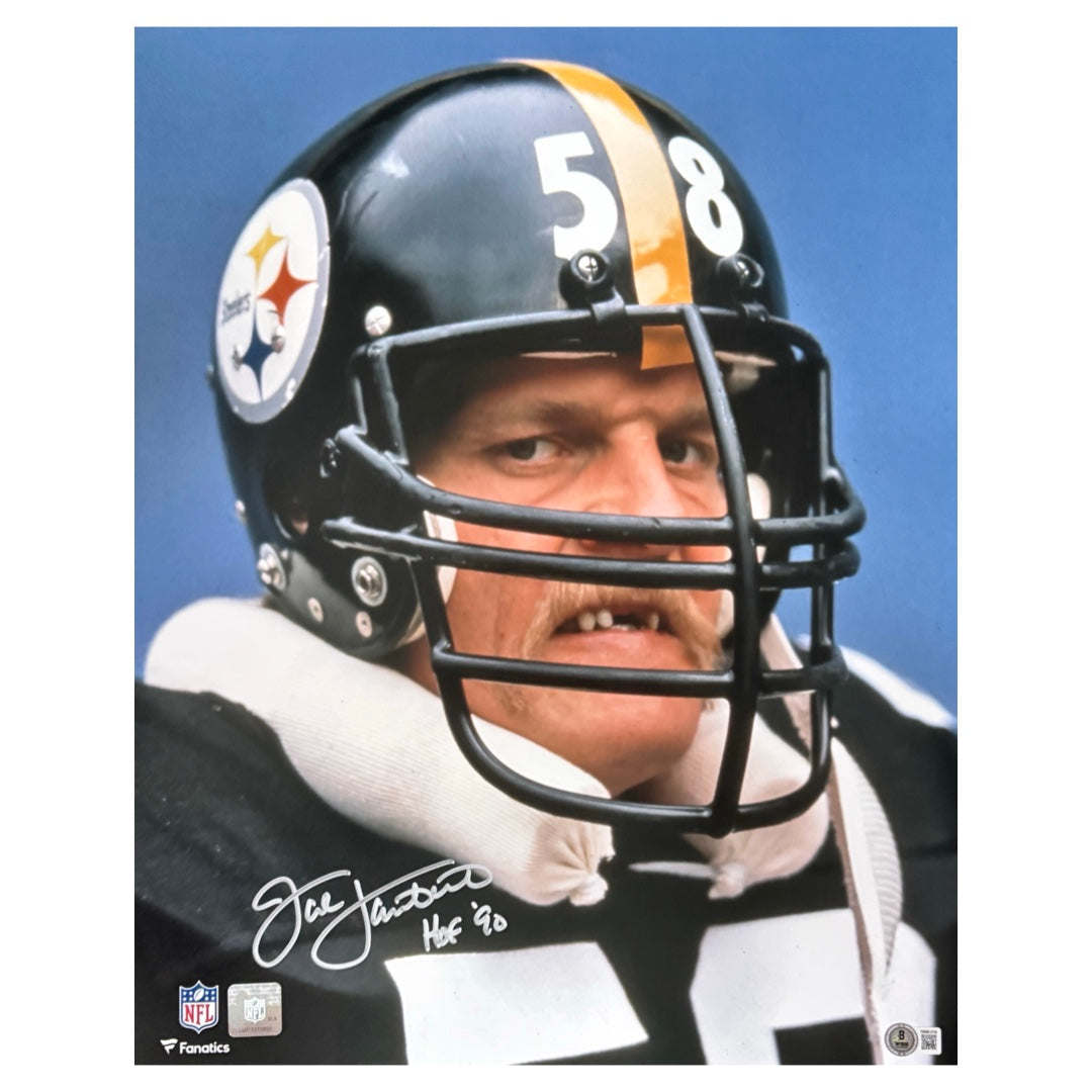 Jack Lambert Signed HOF 90 Inscription Pittsburgh Football 16x20 Photo (Beckett)