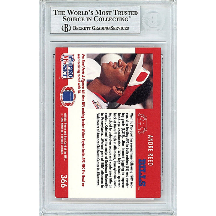 Andre Reed Buffalo Bills Signed 1990 NFL Pro Set Pro Bowl Football BAS Auth Auto Slab