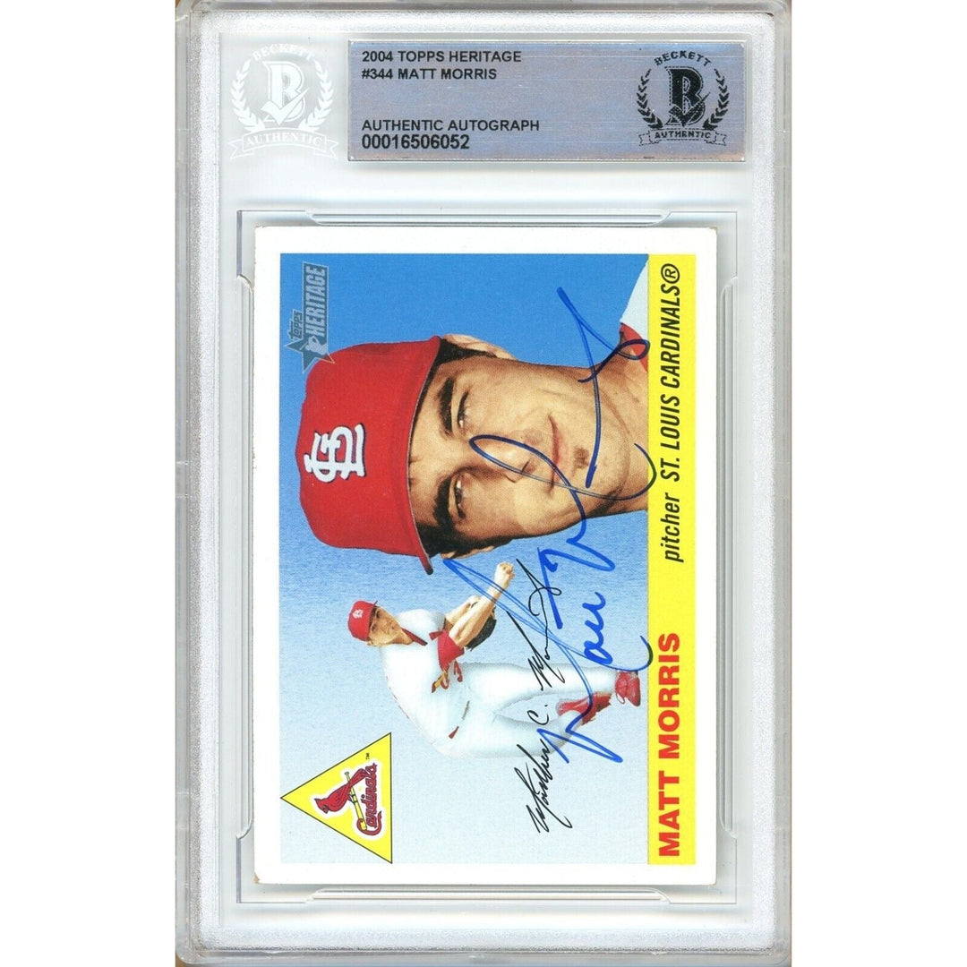 Matt Morris St Louis Cardinals Signed 2004 Topps Heritage Baseball Card BAS Auth Auto