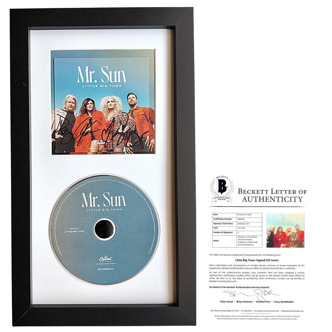 Little Big Town Autographed Mr Sun CD Cover Framed Wall Display Beckett Authentication