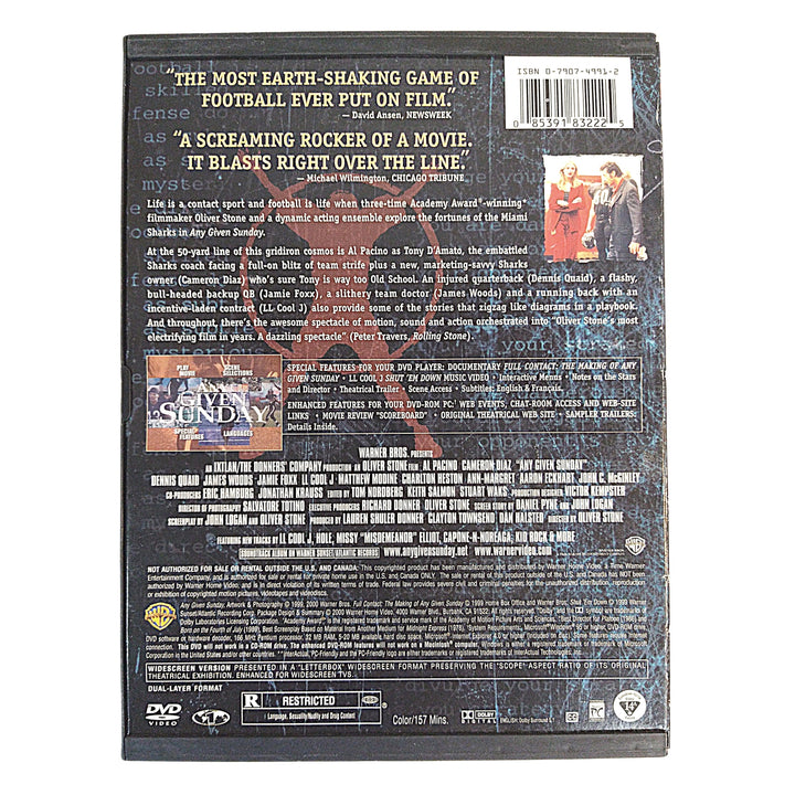 LL Cool J and Dennis Quaid Signed 'Any Given Sunday' DVD Movie Cover Beckett Cert