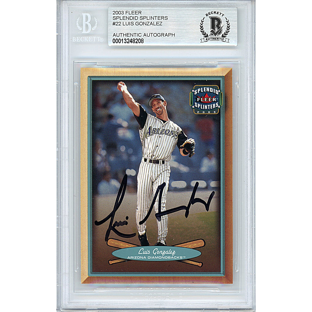 Luis Gonzalez Signed AZ Diamondbacks 2003 Fleer Splendid Splinters Baseball Card Beckett