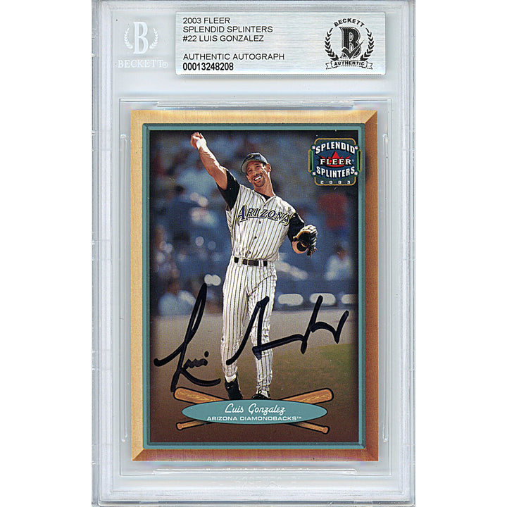 Luis Gonzalez Signed AZ Diamondbacks 2003 Fleer Splendid Splinters Baseball Card Beckett
