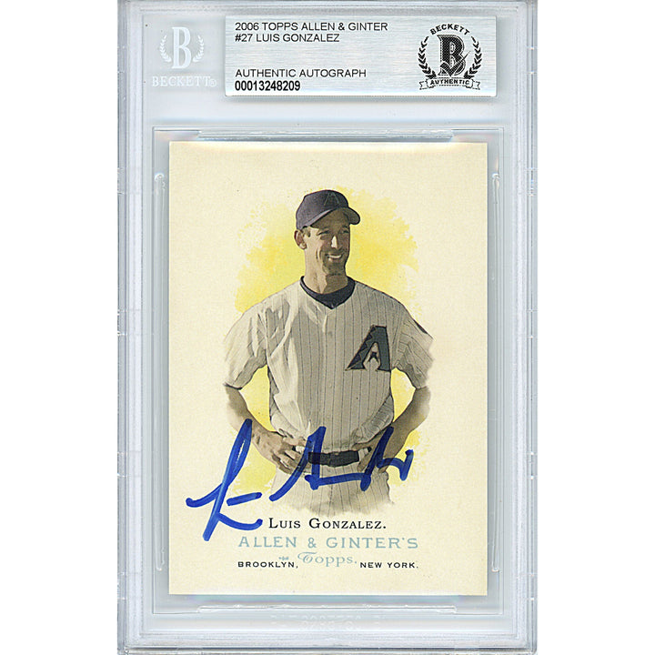 Luis Gonzalez Signed Diamondbacks 2006 Topps Allen and Ginters Baseball Card Beckett