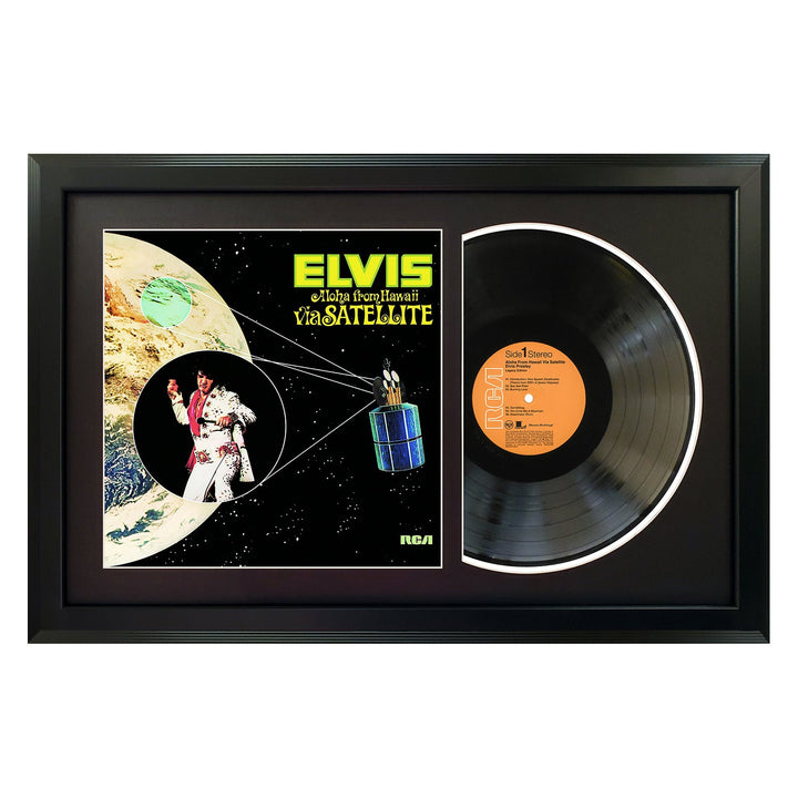 lvis Presley Aloha From Hawaii Via Satellite  Genuine Vinyl Record & Cover Professionally Framed Display with a Black Mat