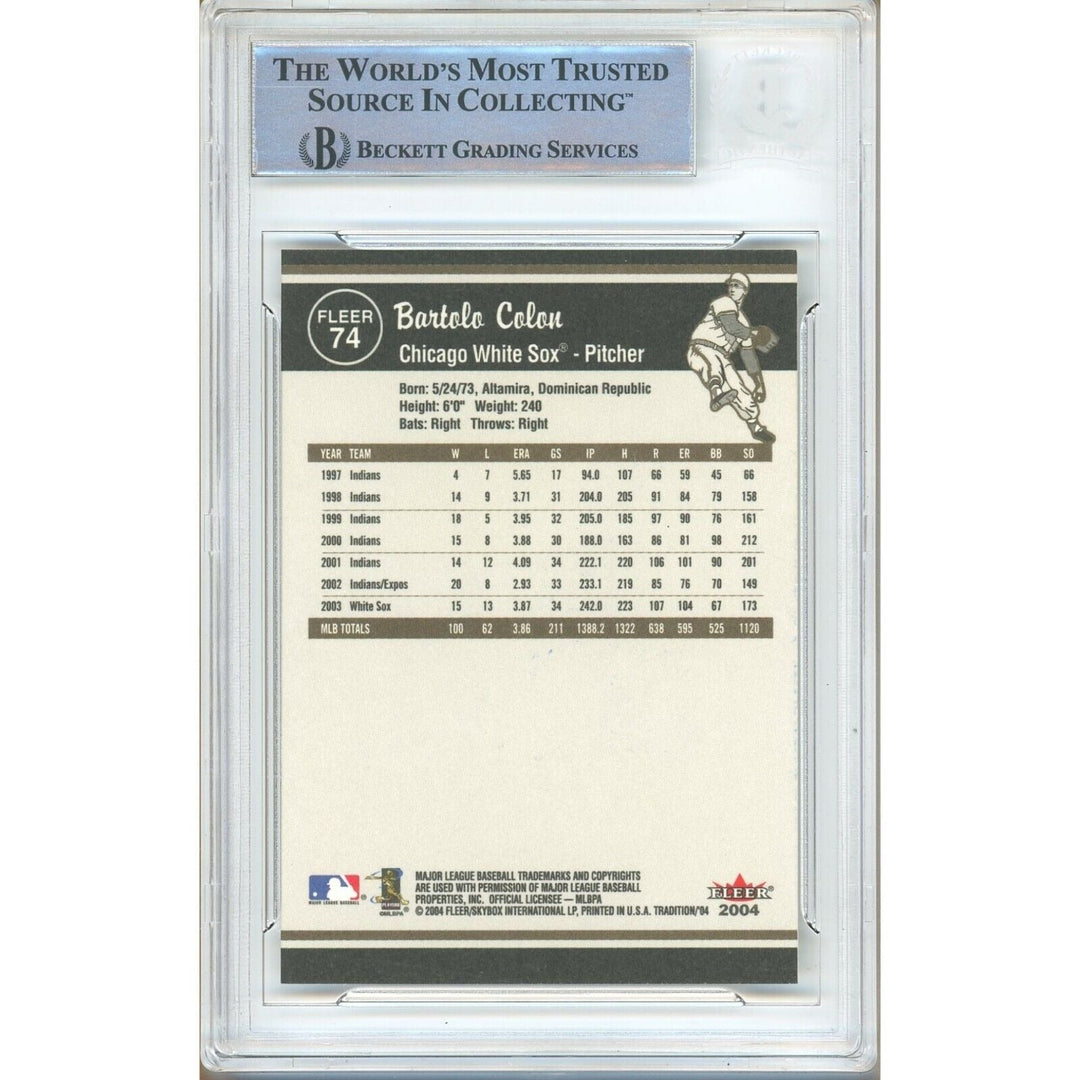 Bartolo Colon Chicago White Sox Signed 2004 Fleer Tradition Card Beckett Authentic Auto