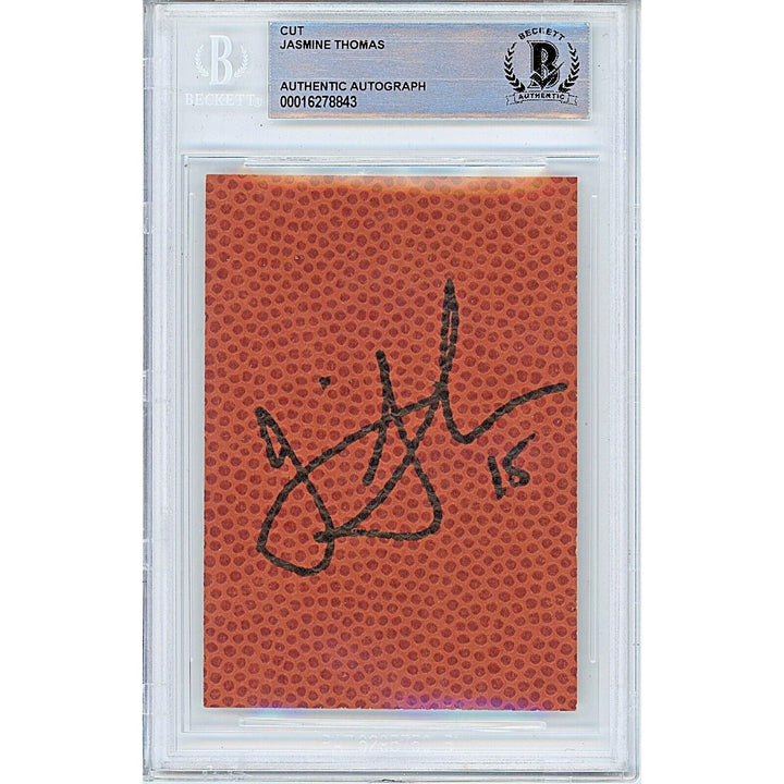 Jasmine Thomas Los Angeles Sparks Signed Basketball Cut WNBA Beckett Auth Auto Slab