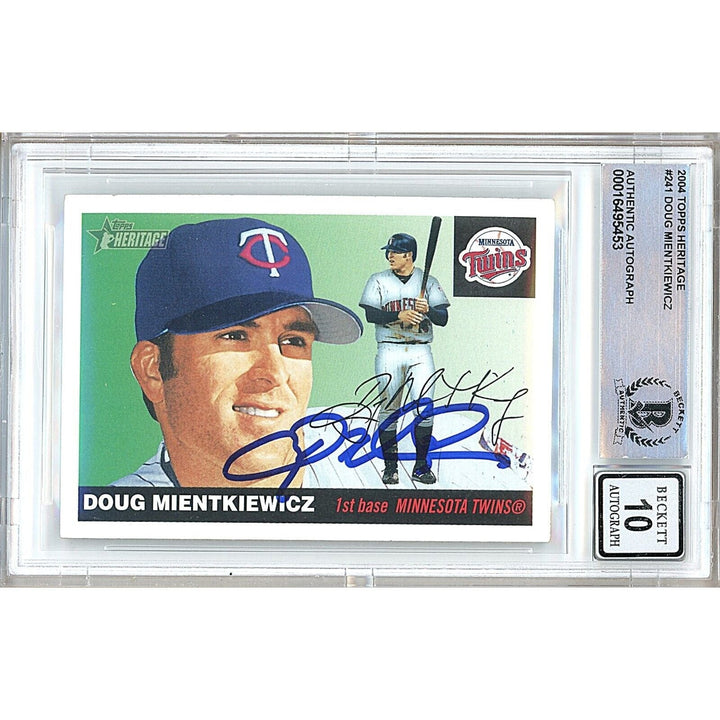 Doug Mientkiewicz Minnesota Twins Signed 2004 Topps Heritage Card BGS Auto 10 Graded