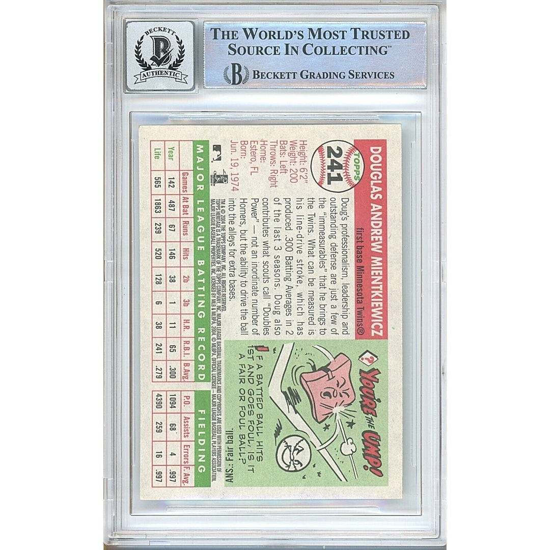 Doug Mientkiewicz Minnesota Twins Signed 2004 Topps Heritage Card BGS Auto 10 Graded