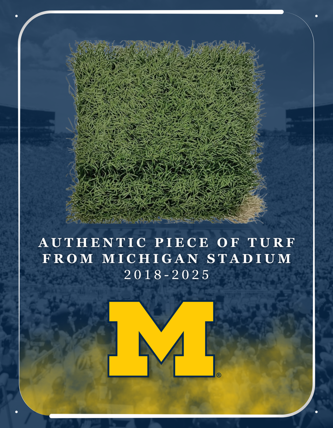 University of Michigan Authentic Piece of Michigan Stadium Turf Plaque (Pre-Order)