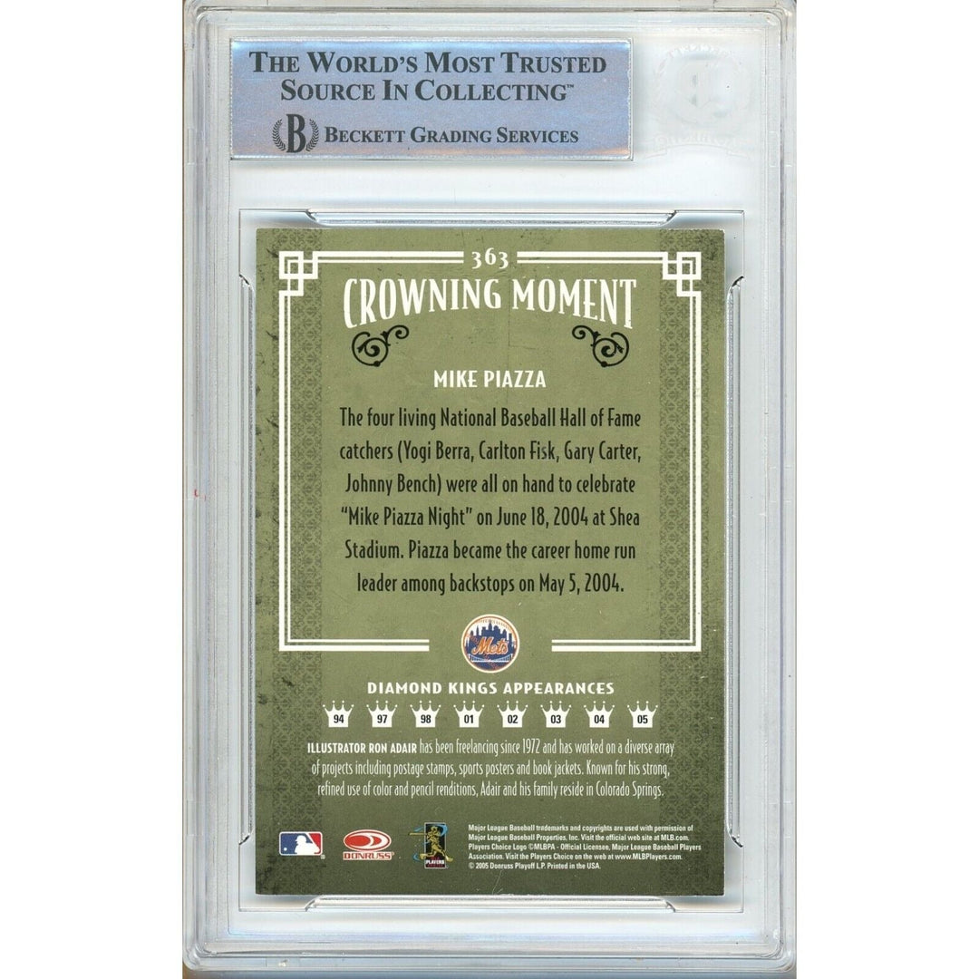 Mike Piazza New York Mets Signed 2005 Diamond Kings Baseball Card BAS Auth Auto Slab