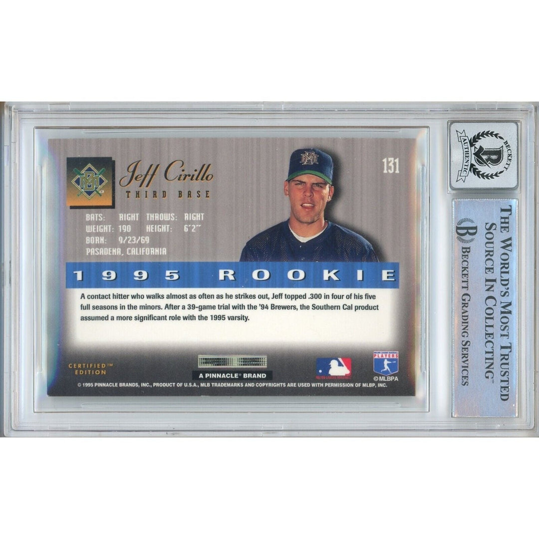 Jeff Cirillo Milwaukee Brewers Signed 1995 Select Certified Card BGS Auto 10 Graded Slab