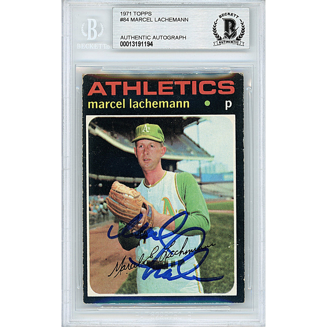 Marcel Lachemann Signed Oakland Athletics A's 1971 Topps Baseball Card Beckett Auth Auto