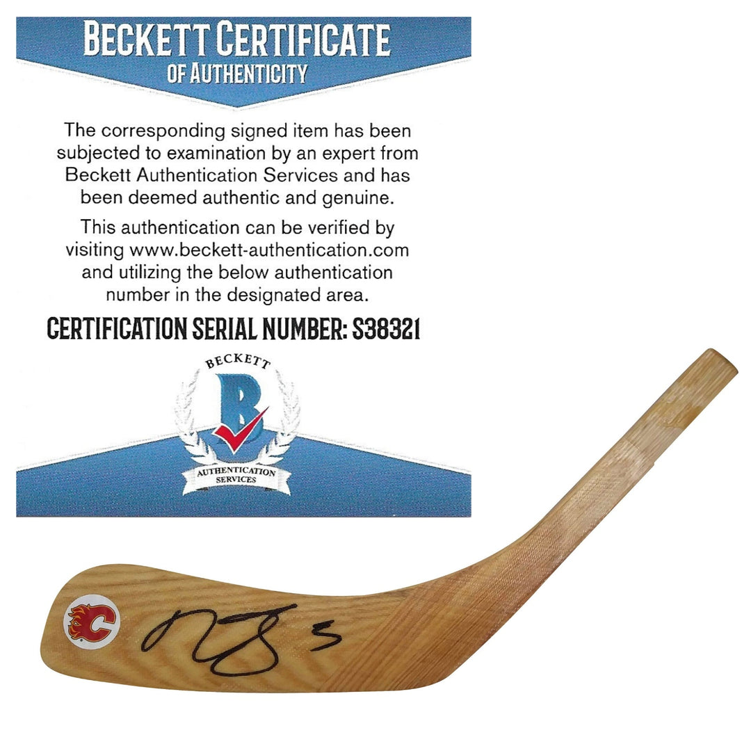 Mark Giordano Signed Calgary Flames Logo Hockey Stick Blade Proof Photo Beckett COA