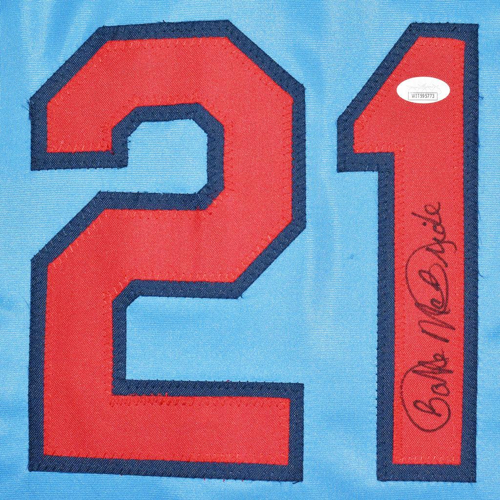 Bake McBride Signed St Louis Light Blue Baseball Jersey (JSA)