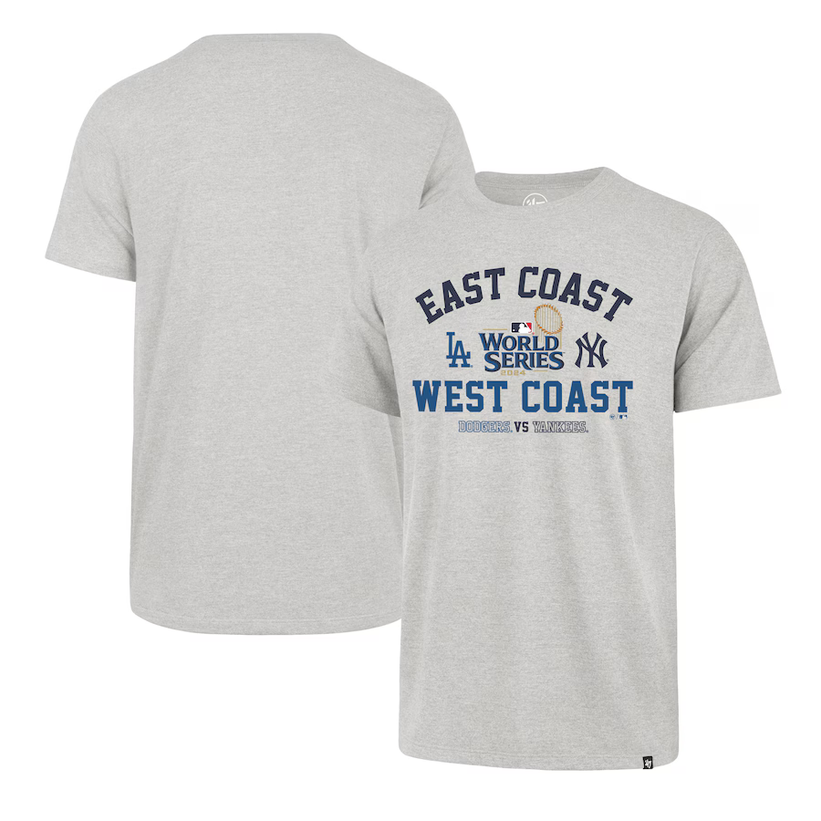 Los Angeles Dodgers vs. New York Yankees '47 2024 World Series Matchup T-Shirt - Ash
