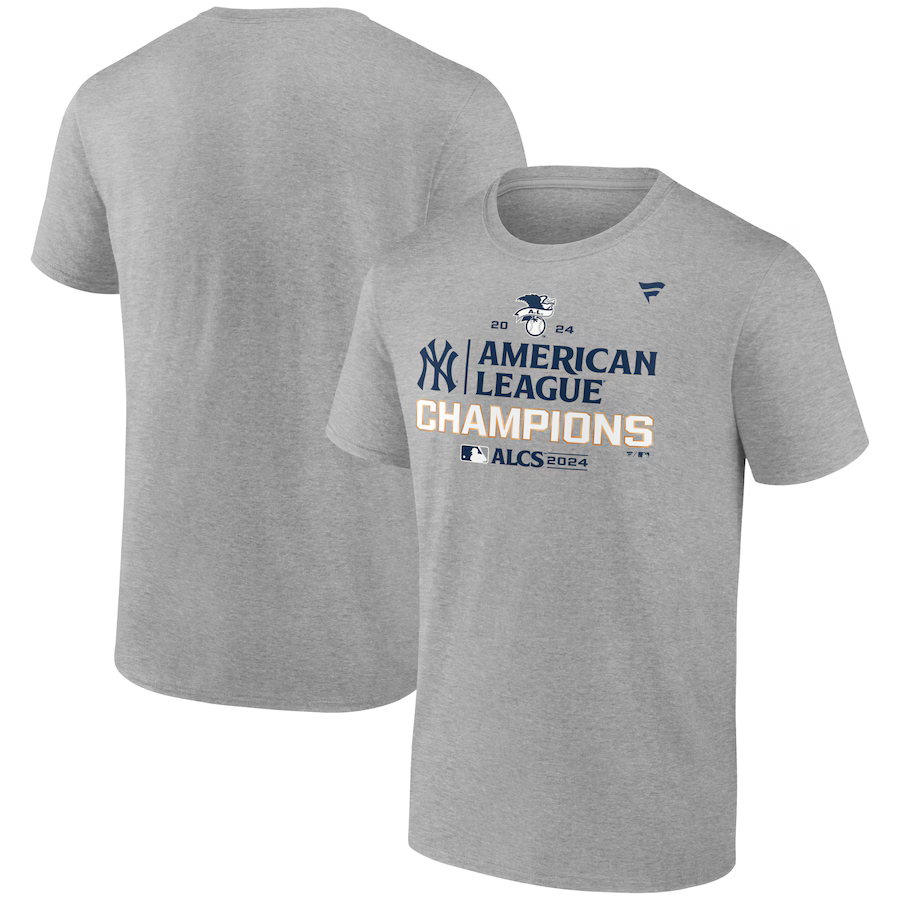 New York Yankees Fanatics 2024 American League Champions Locker Room T-Shirt Heather Gray