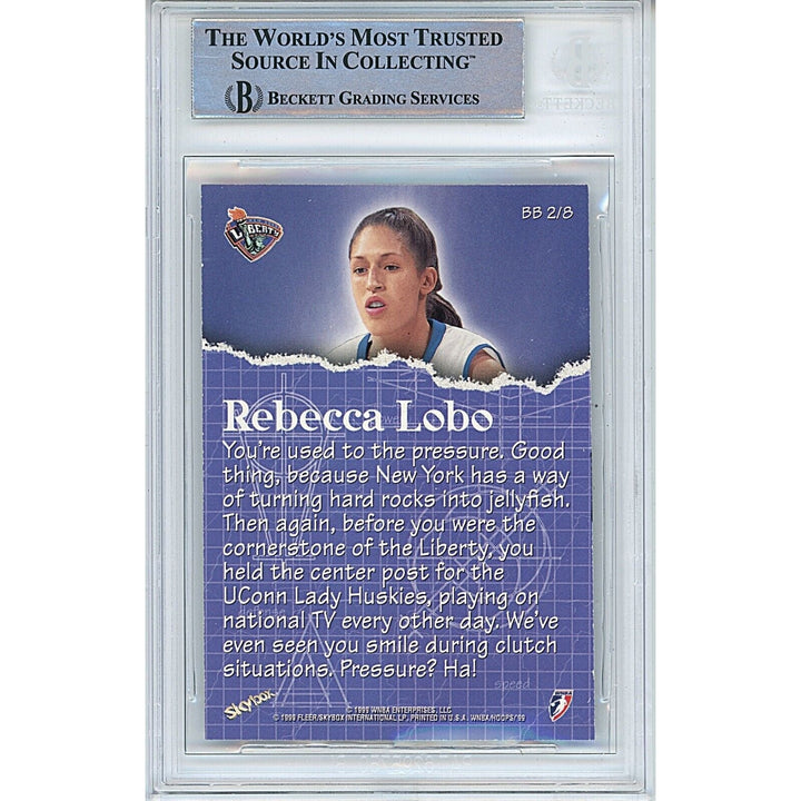Rebecca Lobo New York Liberty Signed 1999 Hoops WNBA Basketball Card Beckett Auth Auto