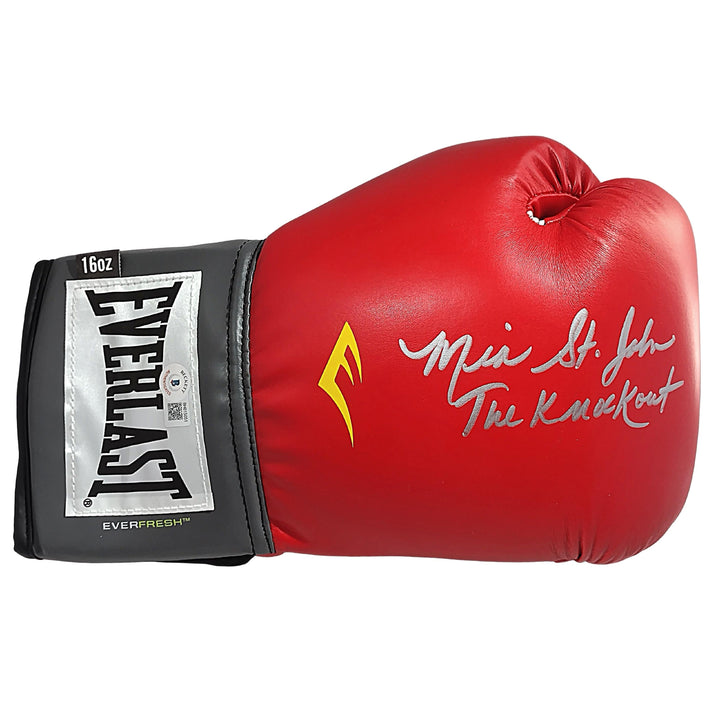 Mia St. John Signed Everlast Red Boxing Glove with The Knockout Inscription Beckett COA