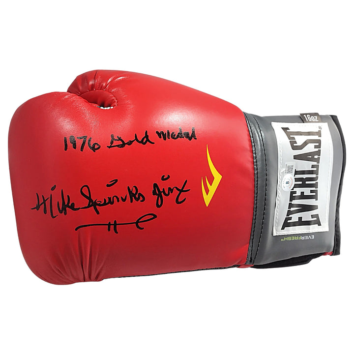 Michael Spinks Signed Everlast Red Boxing Glove Olympics Inscription Beckett Authentic COA