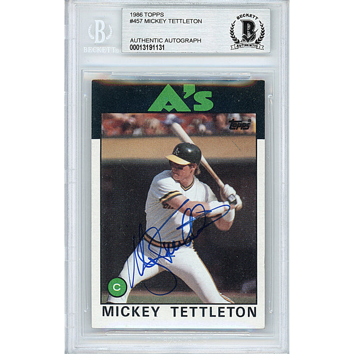 Mickey Tettleton Signed Oakland Athletics 1986 Topps Baseball Card Beckett Authentic Auto