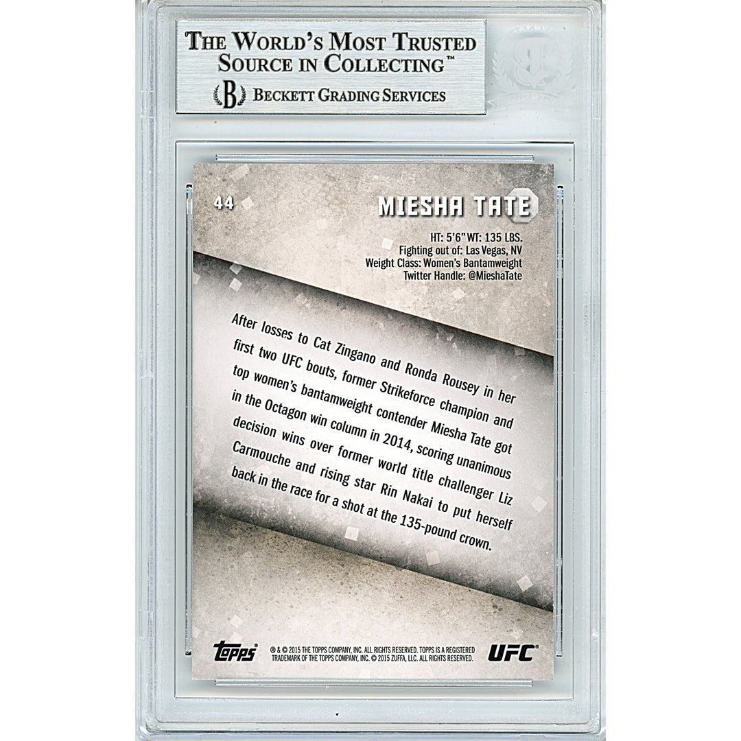 Miesha Tate Autographed 2015 Topps UFC Knockout MMA Trading Card Beckett Slab