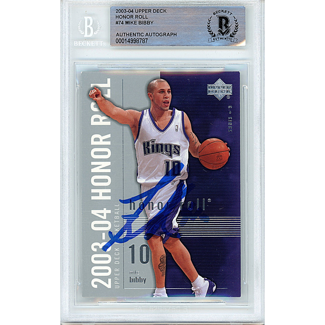 Mike Bibby Signed Sacramento Kings 2003-04 Upper Deck Basketball Card Beckett Slab