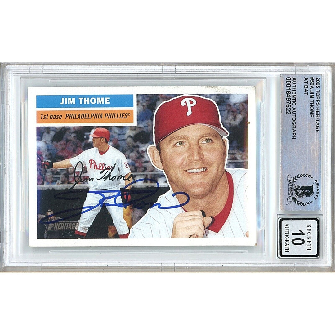 Jim Thome Philadelphia Phillies Signed 2005 Topps Heritage Card BGS Auto 10 Graded Slab