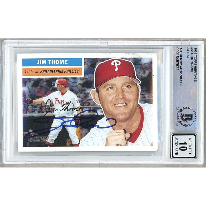 Jim Thome Philadelphia Phillies Signed 2005 Topps Heritage Card BGS Auto 10 Graded Slab