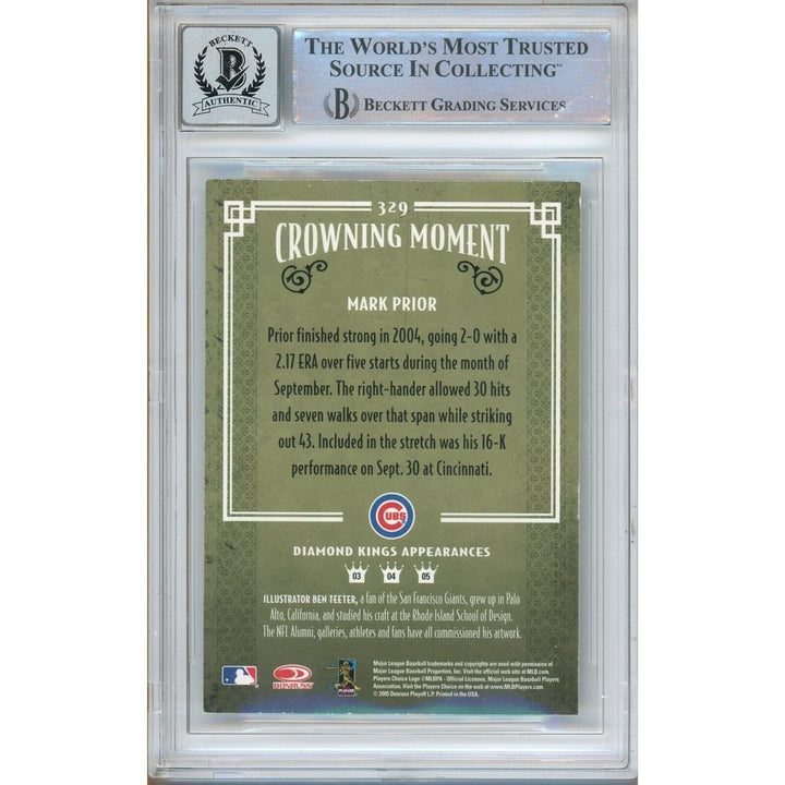 Mark Prior Chicago Cubs Signed 2005 Diamond Kings Card BAS BGS Auto 10 Graded Slab