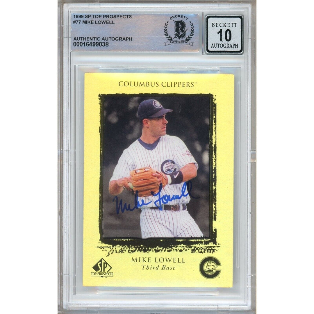 Mike Lowell Signed 1999 SP Top Prospects Gold Rookie Card BGS Auto 10 Graded Slab