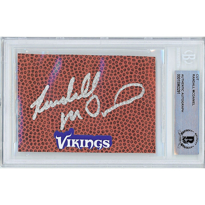 Randall McDaniel Minnesota Vikings Signed Football Sig Cut Beckett Authentic Auto Slab