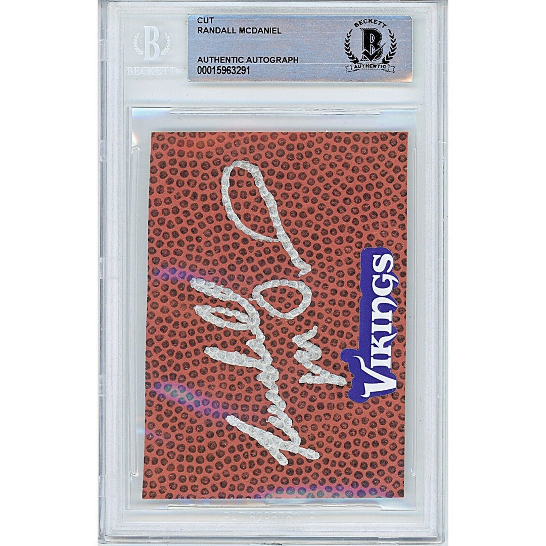 Randall McDaniel Minnesota Vikings Signed Football Sig Cut Beckett Authentic Auto Slab