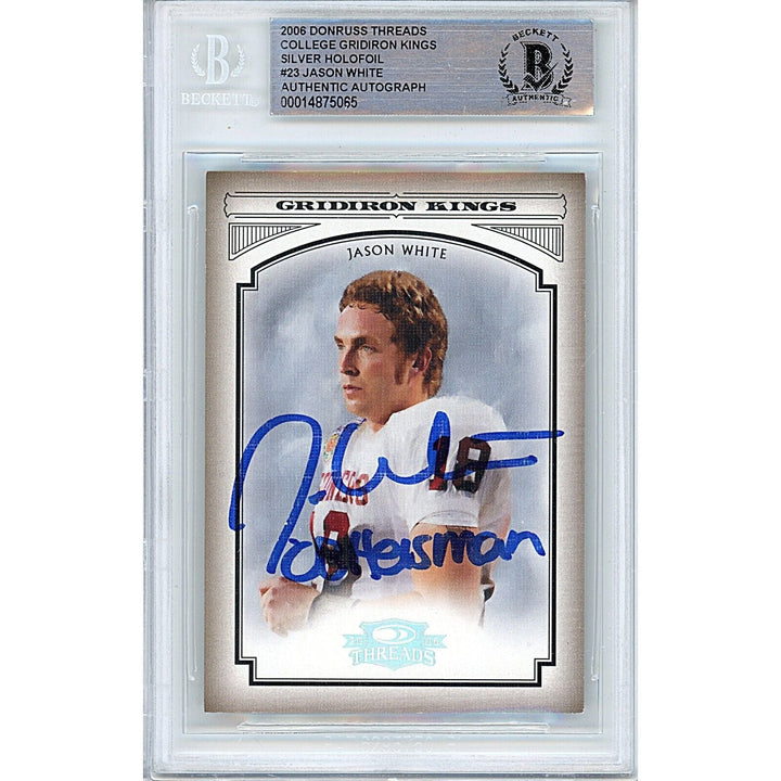 Jason White Oklahoma Sooners Signed 2006 Gridiron Kings Silver Card BAS Auth Auto Slab