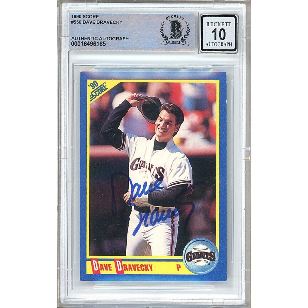 Dave Dravecky San Francisco Giants Signed 1990 Score Card BGS Auto 10 Graded Slab
