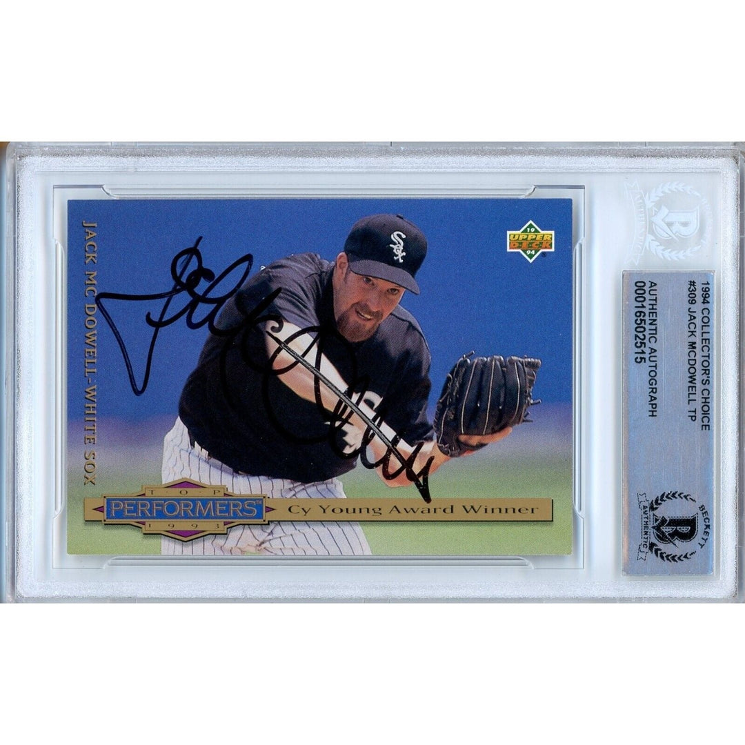Jack McDowell Chicago White Sox Signed 1994 Collectors Choice Card BAS Auth Auto Slab