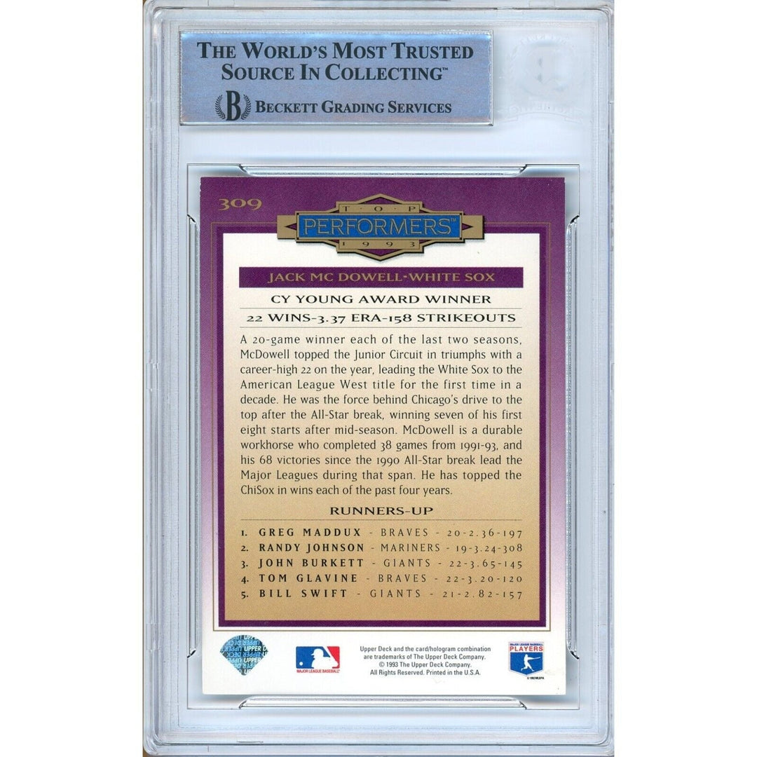 Jack McDowell Chicago White Sox Signed 1994 Collectors Choice Card BAS Auth Auto Slab