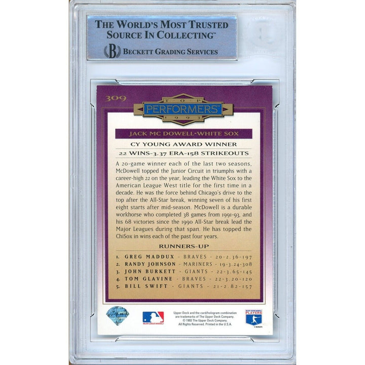 Jack McDowell Chicago White Sox Signed 1994 Collectors Choice Card BAS Auth Auto Slab