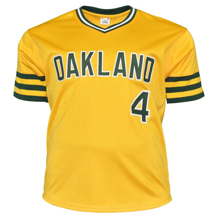 Bill North Signed 2x WS Champs Inscription Oakland Yellow Baseball Jersey (JSA)