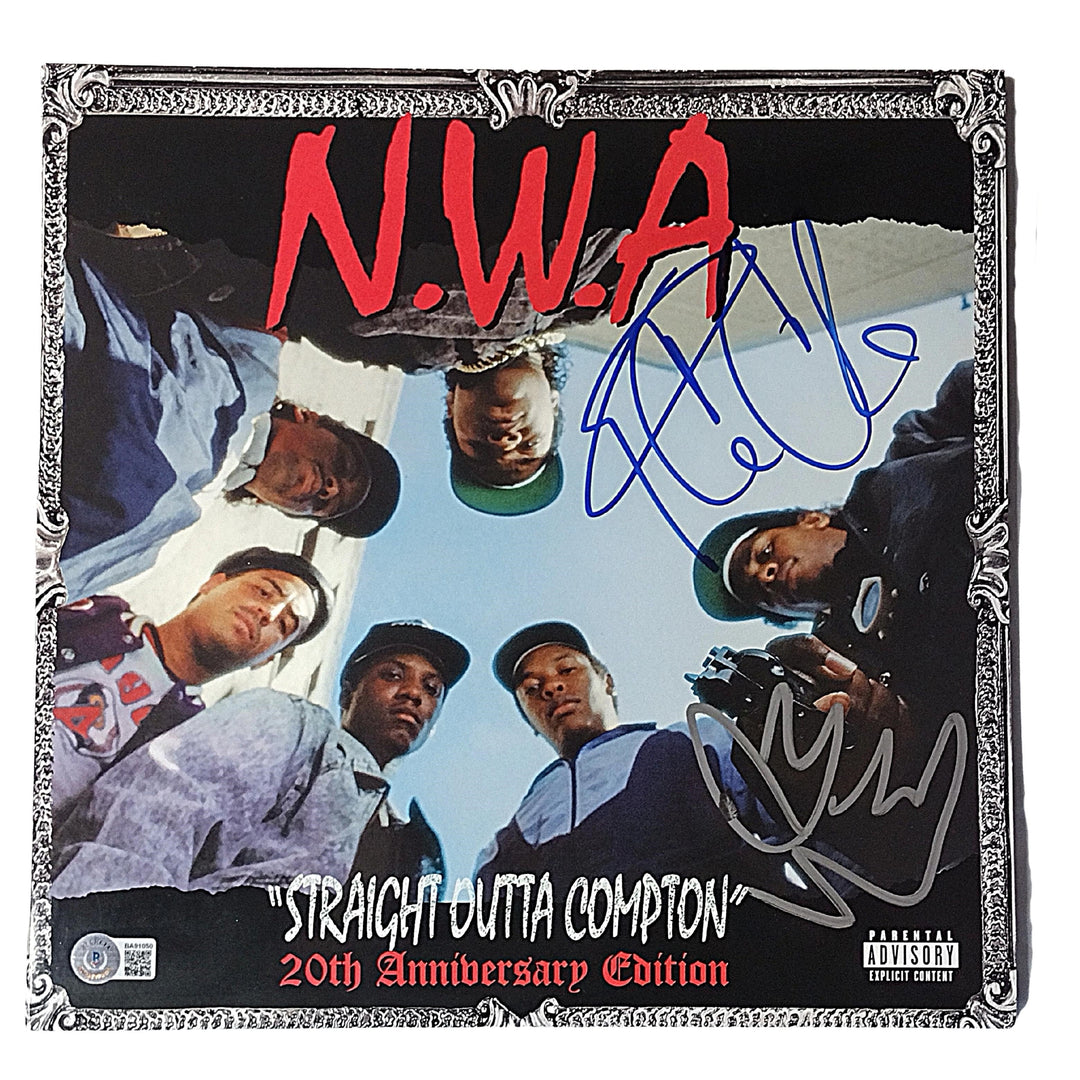 Ice Cube and DJ Yella Signed N.W.A. Straight Outta Compton 20th Anniv Record Album, Beckett