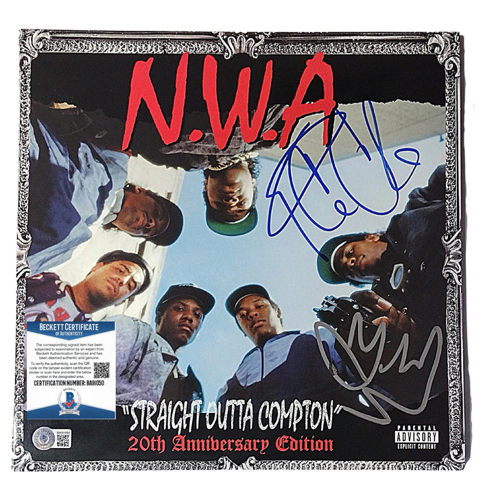 Ice Cube and DJ Yella Signed N.W.A. Straight Outta Compton 20th Anniv Record Album, Beckett