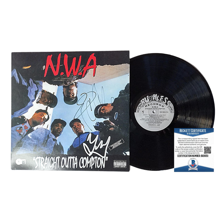 Ice Cube and DJ Yella Signed N.W.A. Straight Outta Compton Vinyl Record Album, Beckett