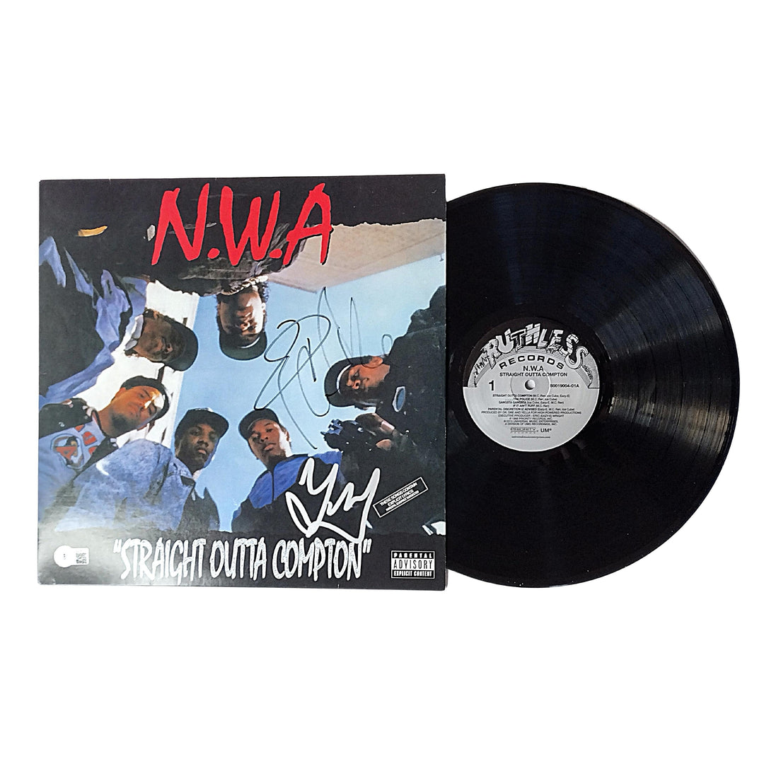 Ice Cube and DJ Yella Signed N.W.A. Straight Outta Compton Vinyl Record Album, Beckett