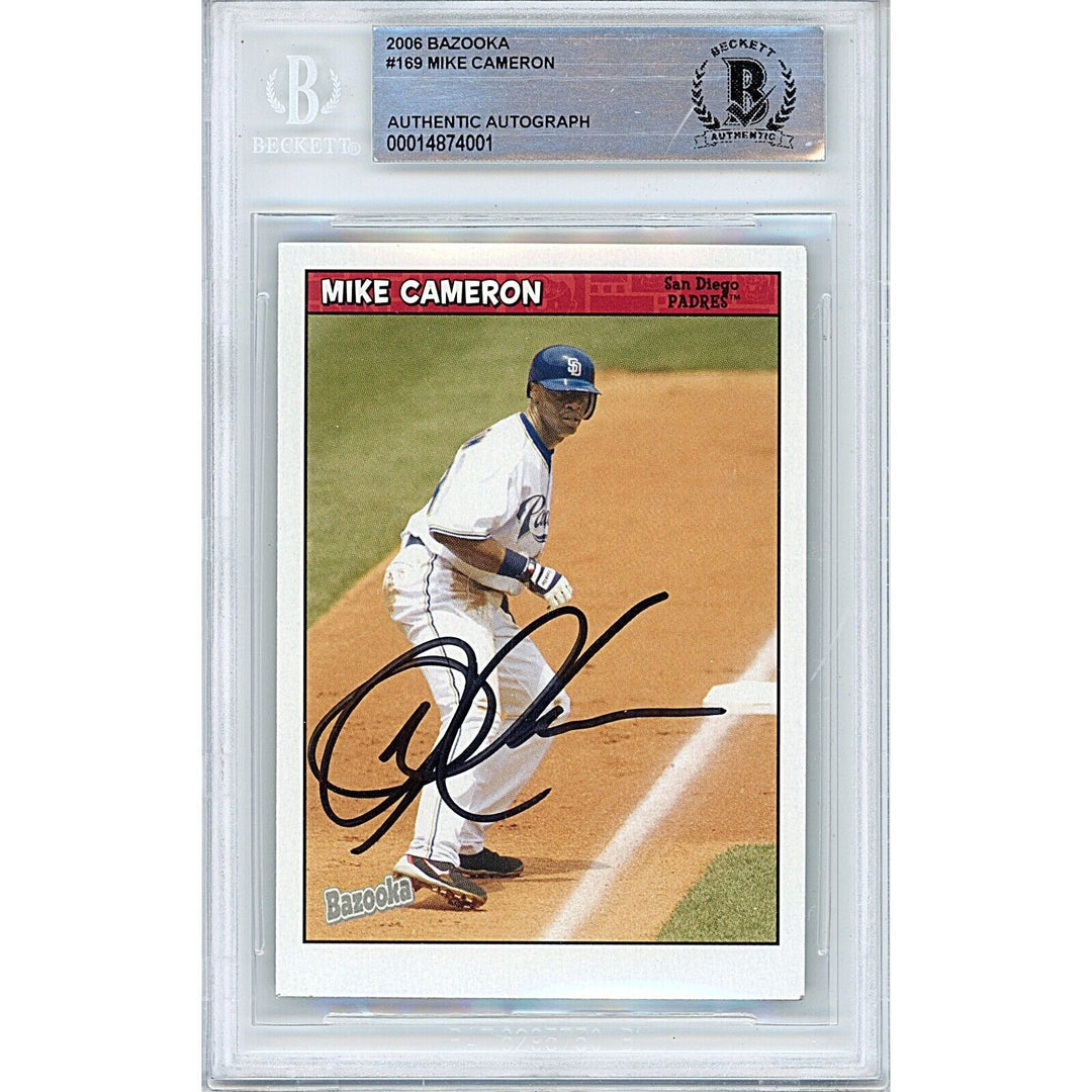 Mike Cameron San Diego Padres Signed 2006 Topps Bazooka Card Beckett Auth Auto Slab