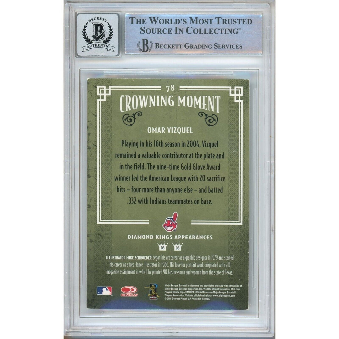 Omar Vizquel Cleveland Indians Signed 2005 Diamond Kings Card BGS Auto 10 Graded Slab