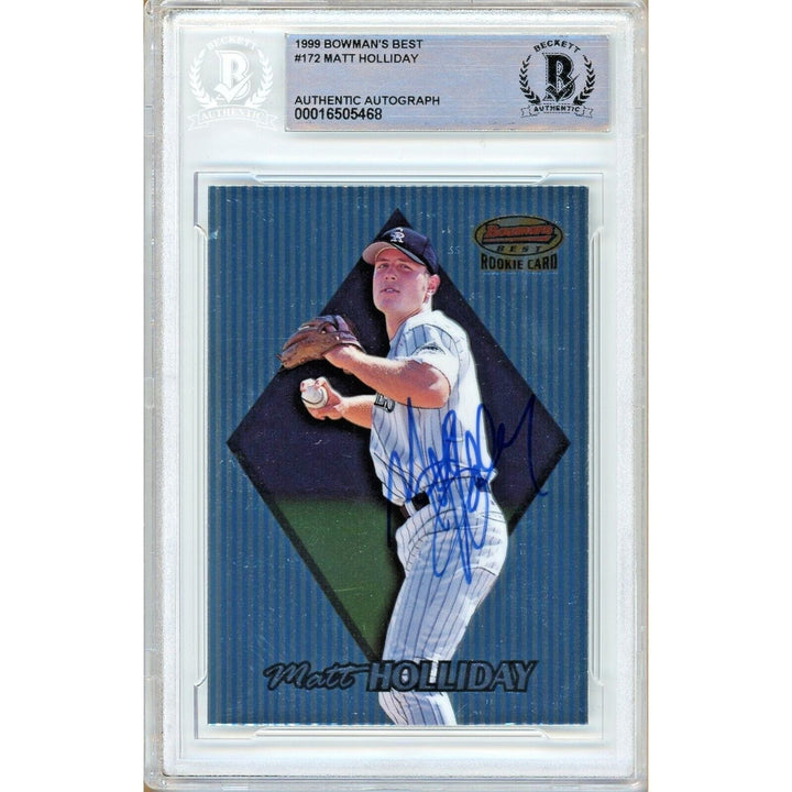 Matt Holliday Colorado Rockies Signed 1999 Bowmans Best Rookie Card BAS Auth Auto Slab