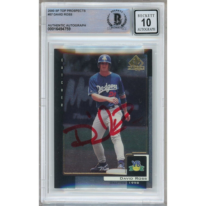 David Ross Los Angeles Dodgers Signed 2000 SP Top Prospects Card BGS Auto 10 Graded