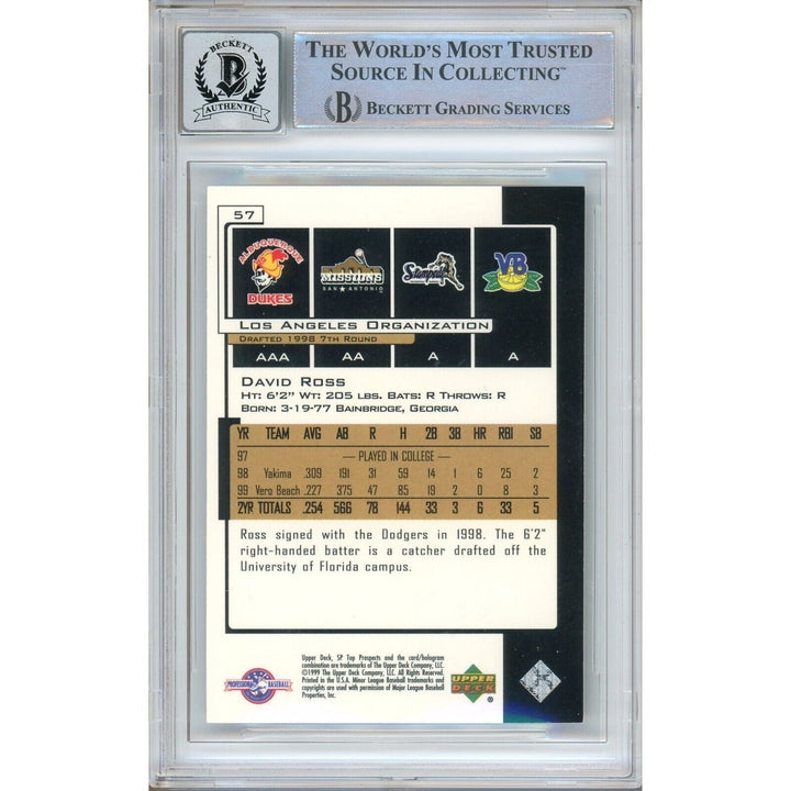 David Ross Los Angeles Dodgers Signed 2000 SP Top Prospects Card BGS Auto 10 Graded